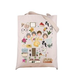 Golden Girls Stylish Cream Tote Bag with Graphic Design